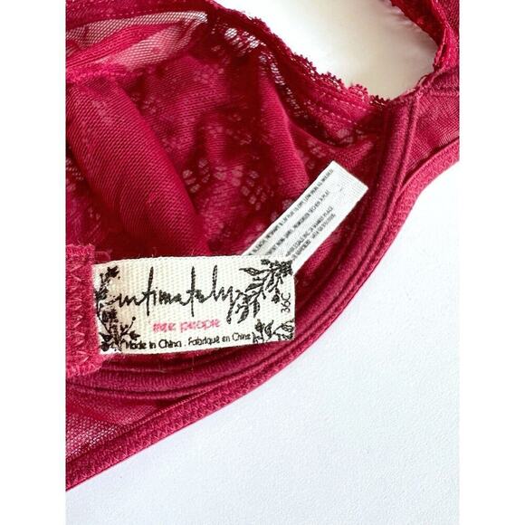 Intimately Free People Bra 36C Floral Lace Triangle Underwire Mesh Sheer Red - Picture 10 of 10